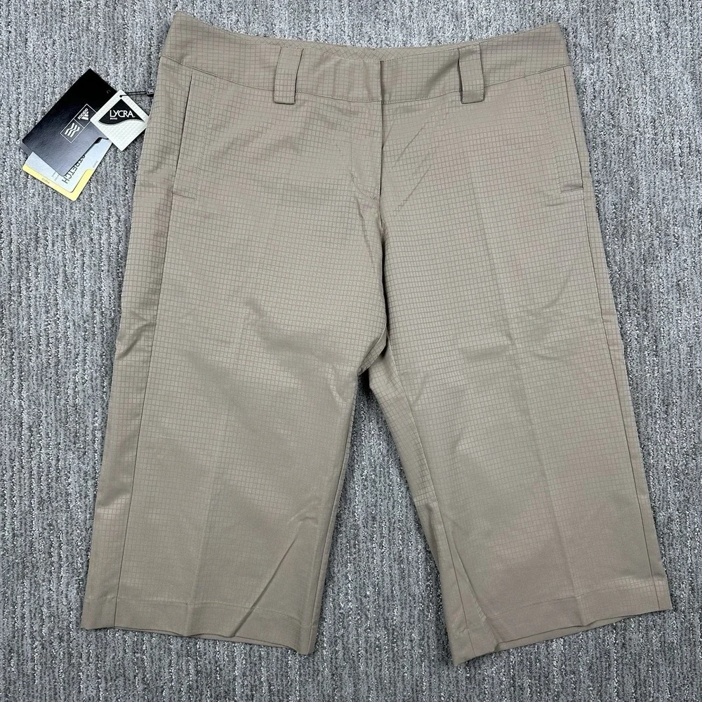 Adidas Womens Sz 12 ClimaLite Golf Breathable Lightweight Capri Pants Beige NWT‎